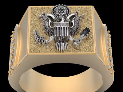 American eagle ring silver gold  printable jewelry 3D model 3D print model