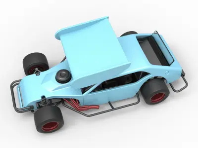 Vintage Asphalt Modified stock car V2 with wing Scale 1 to 25 3D print model