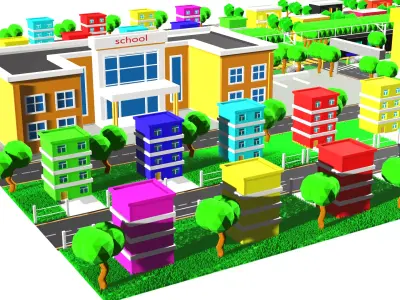 low poly CITY BUILDING  Free low-poly 3D model