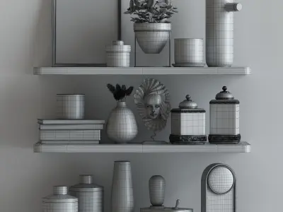 Decorative set eiffel tower shelf 3D model