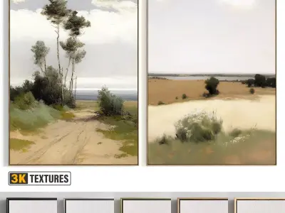 Plaster Two Photo Frame 465 Low-poly 3D model