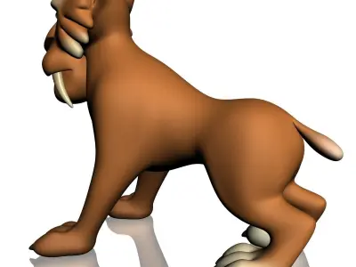 Cartoon Sabertooth Tiger RIGGED Low-poly 3D model