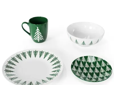Green Forest Dinnerware Collection 3D model