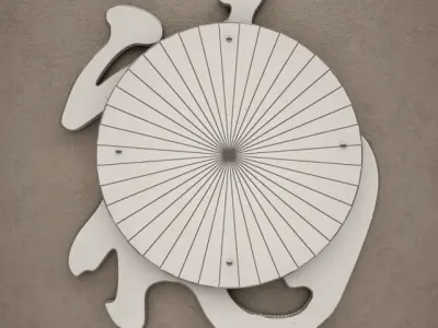 Red Background Wall Clock 09 3D model