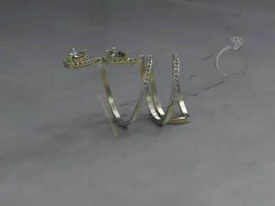 Luxury ring like snake with gems and large diameter 3d model 3D print model