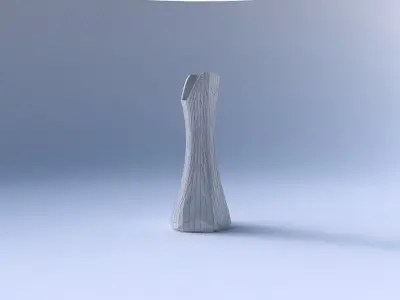 Vase squeezed and bent hexagon 2 with wavy grid plates 3D print model