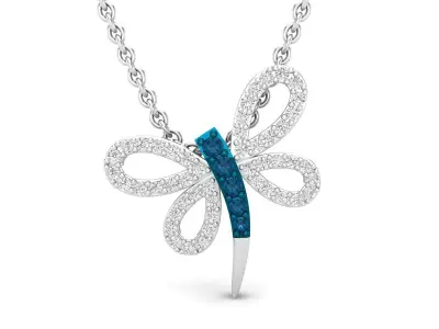 AV Round Diamond Womens Dragonfly Pendant 3D print model