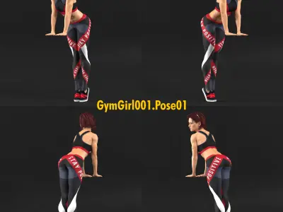 GymGirl in 14 Posed Ready Models 3D model