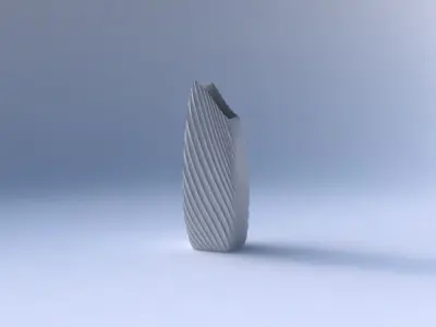 Vase bent rectangle with bent extruded lines 3 3D print model