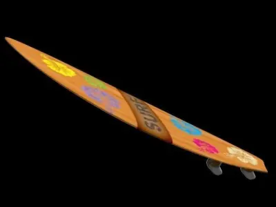SurfBoard wooden Low-poly 3D model