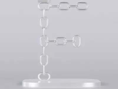 Alphabet F Chain Silver Candleholder 3D Model True 4K PBR Render Low-poly 3D model