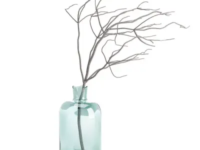 Glass vase with twigs 3D model