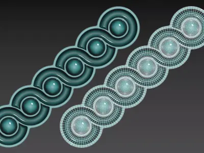 Circular spiral linear bas-relief  Low-poly 3D model