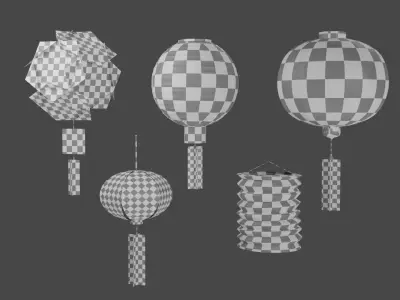 Chinese Lantern  Low-poly 3D model