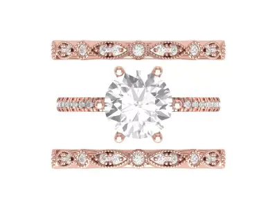 Solitair Ring Bridal Set 3D print model 4