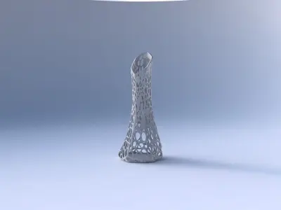 Vase squeezed and bent hexagon with dense organic lattice 3D print model