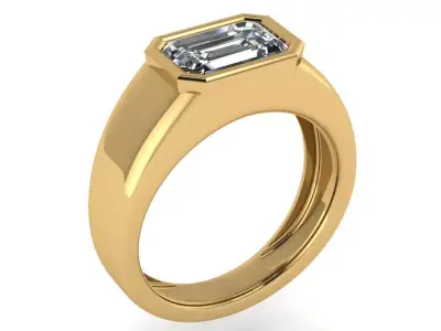 half bezel radiant signet ring  3D print model