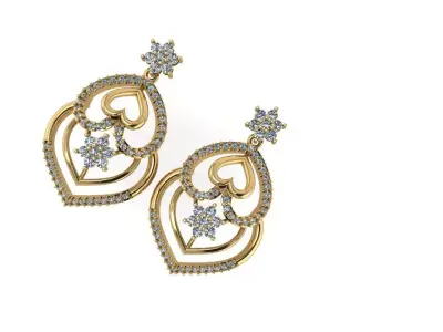 light Wight white gold diamond Earring-Nk-53ER 3D print model