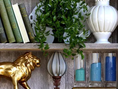 ShelfDecor bookcase with vases and pots 3D model