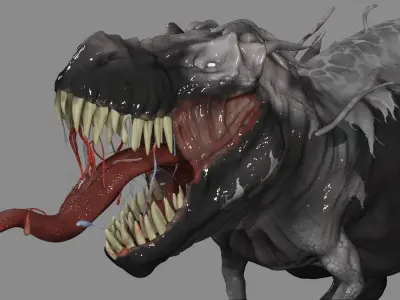 Venom Rex Marvel Print Ready Concept Dinosaur 3D model