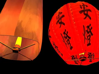 Chinese sky lantern 3D model purchase