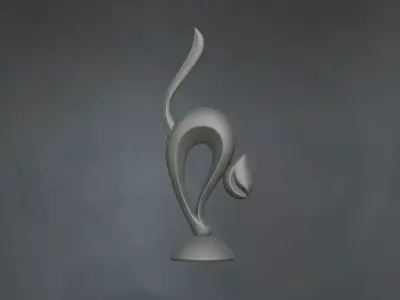 cat sculpture tabletop 3D print model