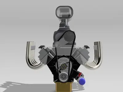 Vintage HEMI Supercharged Injected Nostalgia Engine 3D print model