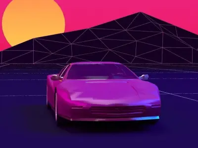 looks like a ferrari retro wave lowpoly 3D model