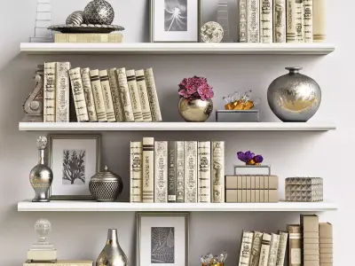 Decor set 1 bookshelves for living room 3D model