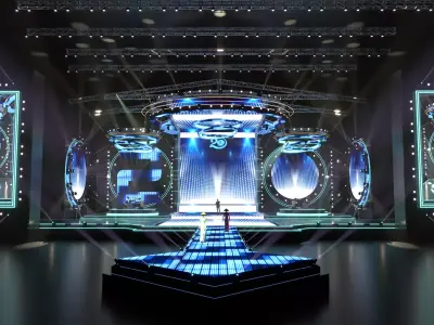 countdown music stage Low-poly 3D model