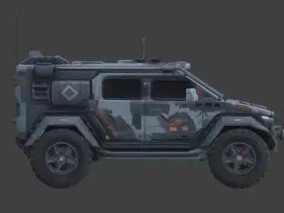 Luxury Tactical Armored Military Car 3D Model Low-poly 3D model