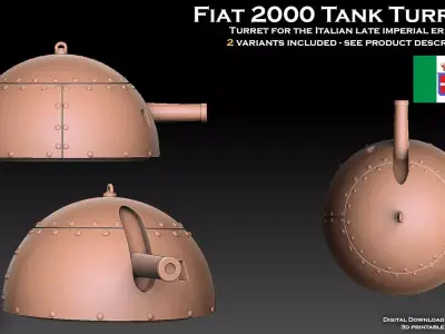 Fiat 2000 Tank Turret 3D print model