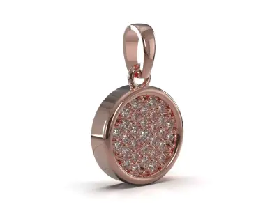 Rose Gold Pave Diamond Disc stl 3dm 3d Pendant model jp0378 3D print model