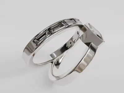 abstract double ring 3D print model