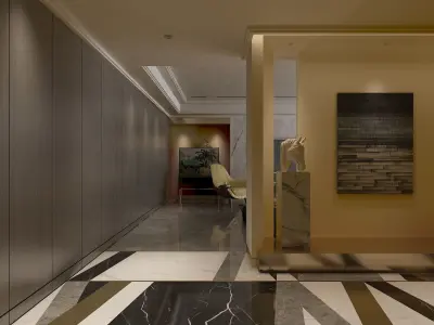 Light luxury style guest restaurant 3D model