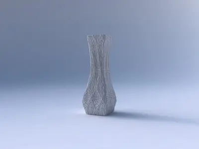 Vase larger opening rectangle with fine mosaic plates 3D print model