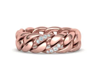 DIAMOND CUBAN LINK RING Chain Ring  9US Size 3dmodel 3D print model