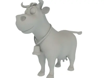 3D lowpoly cartoon cow rig Low-poly 3D model
