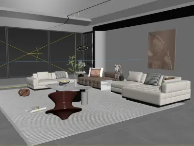 Living Room Interior Scene 3D model