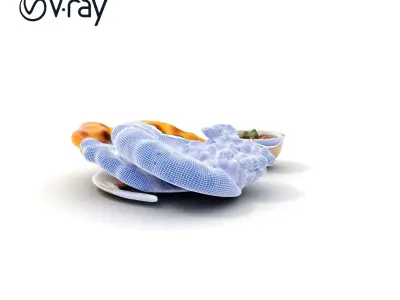 Traditional Indian Cuisine Model Pack with Naan and Curry Low-poly 3D model