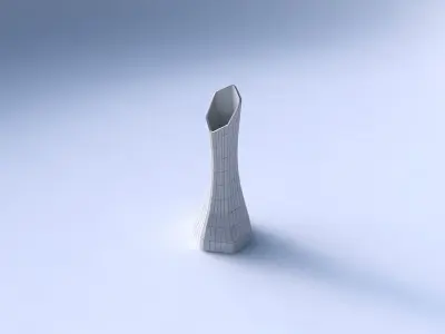 Vase squeezed and bent hexagon with grid plates 3D print model
