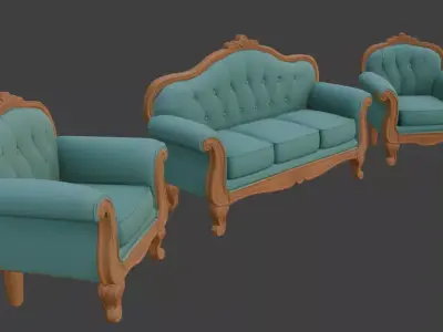 Cartoon style sofa set 3D model buy