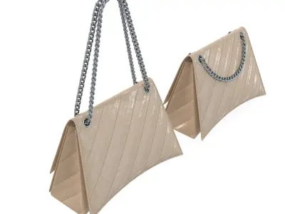 Balenciaga Crush Medium Chain Bag Quilted Biege Low-poly 3D model