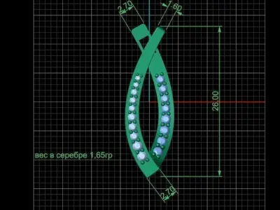 Arc earring with gems 3D print model