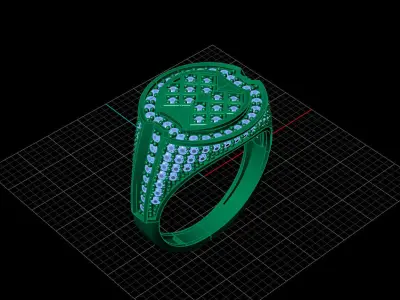 Print Ready STL 3DM  Gents Rings Diamond Men Ring  3D print model 128