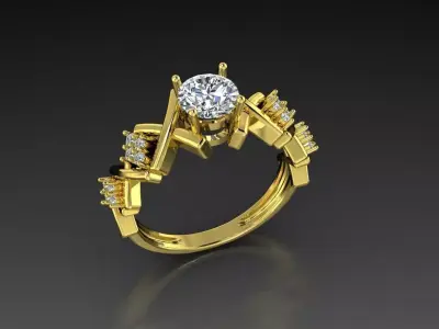 Diamond Jewelry Female Ring 3D print model 3D print model