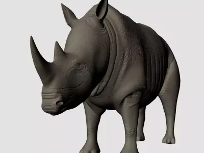 Rigged-Animated Rhino 3D model