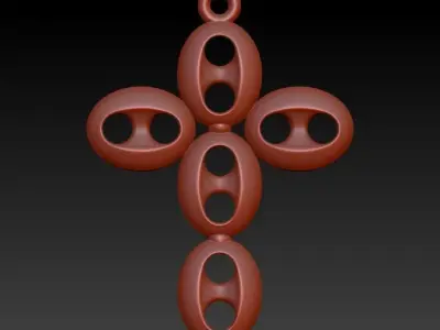 puff Gucci link cross pendant 3D print model