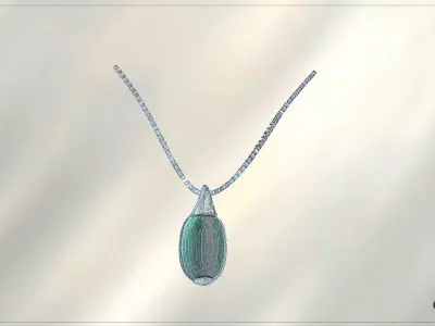 Emerald Teardrop Pendant Necklace Low-poly 3D model