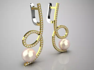 luxury pearl earring pe0019 3D print model